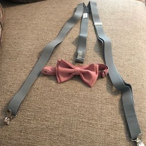 Dusty Rose Bow Tie & Suspenders